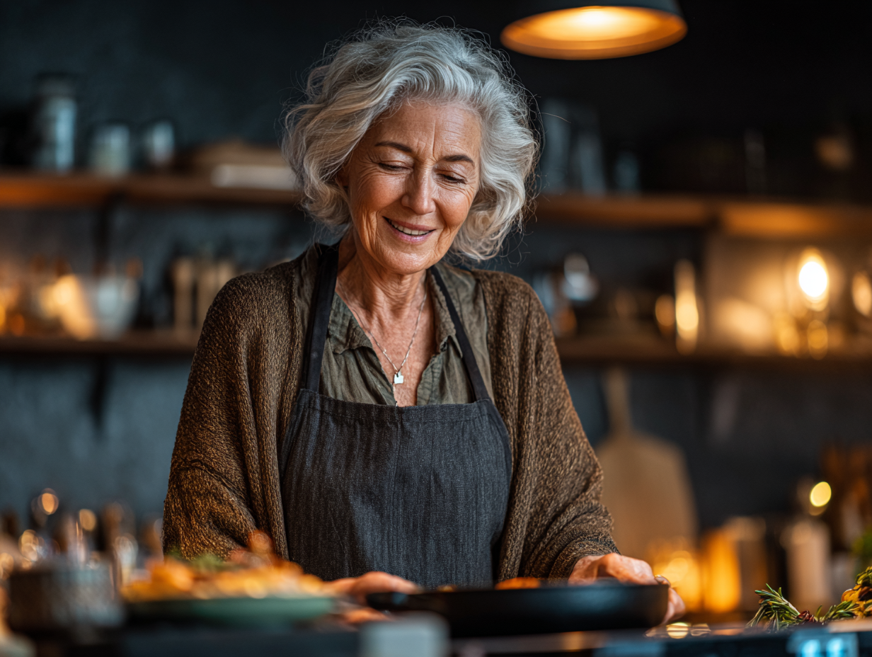 Старші люди готують здорову їжу разом